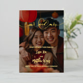 Meneer en mevrouw Photo Gold Foil Wedding Invitati Folie Uitnodiging (Staand Voorkant)