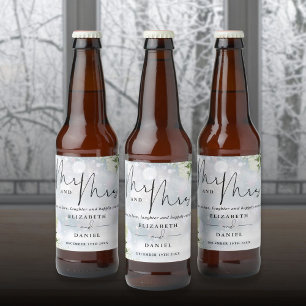 Meneer en mevrouw proosten op de liefde Wintertrou Bier Etiket