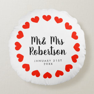 Meneer en mevrouw ronde kussenshoes cadeau voor pa rond kussen