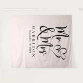 Meneer en mevrouw Roze Trouwfoto Achtergrond Wandkleed (Voorkant (horizontaal))