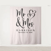 Meneer en mevrouw Roze Trouwfoto Achtergrond Wandkleed (Voorkant)