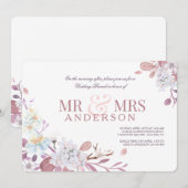 Meneer en mevrouw Roze uitnodiging voor een bruids (Voorkant / Achterkant)