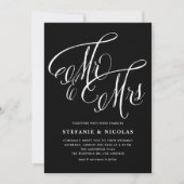 Meneer en mevrouw Rustic Calligraphy Black Wedding Kaart (Voorkant)