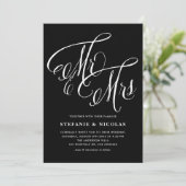 Meneer en mevrouw Rustic Calligraphy Black Wedding Kaart (Staand voorkant)
