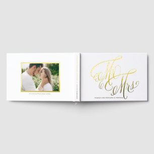 Meneer en mevrouw Rustic Calligraphy Fotobruiloft Gastenboek