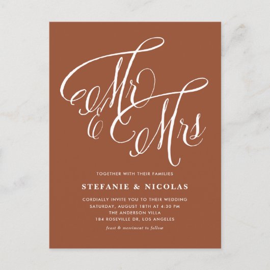 Meneer en mevrouw Rustic Calligraphy Terracotta We Uitnodiging Briefkaart (Voorkant)