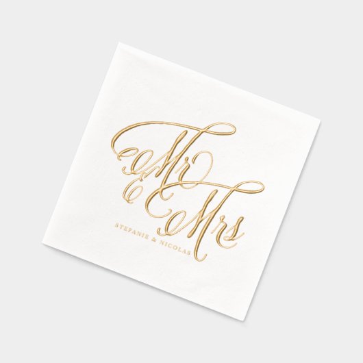 Meneer en mevrouw Rustic Calligraphy Wedding Folie Servetten (Links)