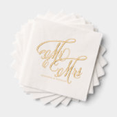 Meneer en mevrouw Rustic Calligraphy Wedding Folie Servetten (Insitu (Gestapeld))