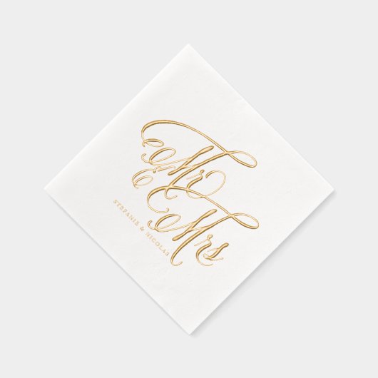 Meneer en mevrouw Rustic Calligraphy Wedding Folie Servetten (Rechts)