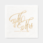 Meneer en mevrouw Rustic Calligraphy Wedding Folie Servetten (Voorkant)