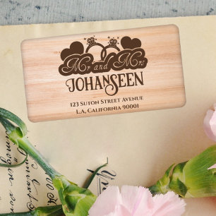 Meneer en mevrouw Rustic Wood Elegante Trouwadres Etiket