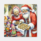 Meneer en mevrouw Santa Claus, Cookie en Elfen Ker Magneet (Voorkant)