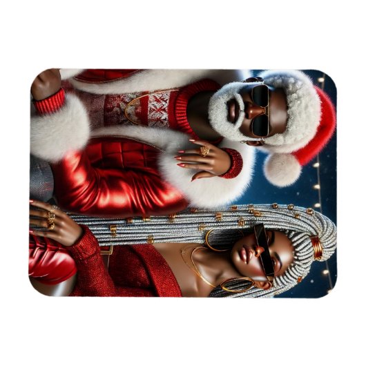 Meneer en mevrouw Santa Folded Wenskaart Magneet (Horizontaal)