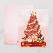 Meneer en mevrouw Santa Pink Kerstboom Feestdagenkaart (Voorkant / Achterkant)