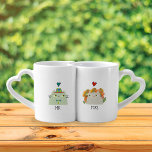 Meneer en mevrouw Schattige Paar Loversmokken<br><div class="desc">Grappig,  modern,  uniek,  kawaii katten schattig Mr en Mrs mok set voor liefdespaar,  met harten.</div>