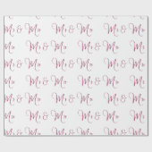 Meneer en Mevrouw Script Burgundy Cadeaupapier (Vlak)