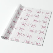 Meneer en Mevrouw Script Burgundy Cadeaupapier (Uitgerold)
