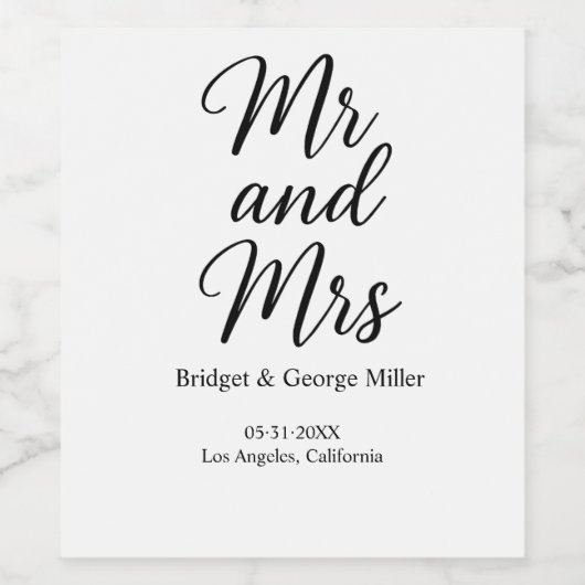 Meneer en mevrouw script - Elegant Charm Wijn Etiket (Enkel label)