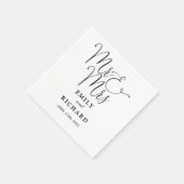 Meneer en mevrouw Script Elegante zwart-wit bruilo Servet (Hoek)