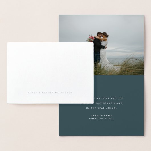 Meneer en mevrouw script folie kerstfotokaart kaarten (Display)