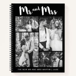 Meneer en mevrouw Script Fotocollage Zwart-wit Notitieboek