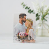 Meneer en Mevrouw Script Naam Trouw Dank Je Foto Briefkaart (Staand voorkant)