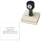Meneer en Mevrouw Script Retouradres voor Huwelijk Rubberstempel (Gestempeld)