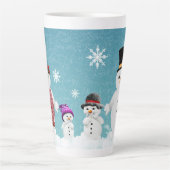 Meneer en mevrouw Snowman Familie Kerstfeest Latte Mok (Voorkant)