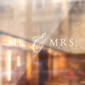 Meneer en mevrouw Stylish Serif Script Wedding Raamsticker (Vel 2)