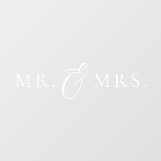 Meneer en mevrouw Stylish Serif Script Wedding Raamsticker (Vel)