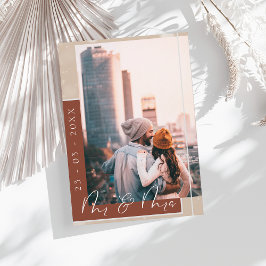 Meneer en mevrouw Terracotta Typografie Script Fot Save The Date