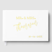 Meneer en mevrouw trouwdag datum goud gastenboek (Voorkant)