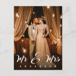 Meneer en mevrouw | Trouwfoto Dank u wel Briefkaart
