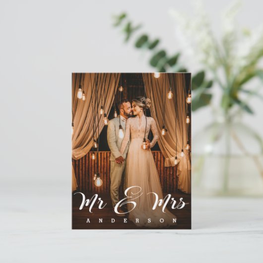 Meneer en mevrouw | Trouwfoto Dank u wel Briefkaart (Staand voorkant)