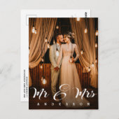 Meneer en mevrouw | Trouwfoto Dank u wel Briefkaart (Voorkant / Achterkant)