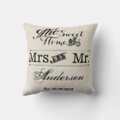 Meneer en mevrouw  Typografie bruiloft Kussen (Achterkant)