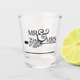 Meneer en mevrouw typografie shot glas