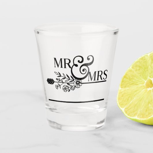 Meneer en mevrouw typografie shot glas (Voorkant)