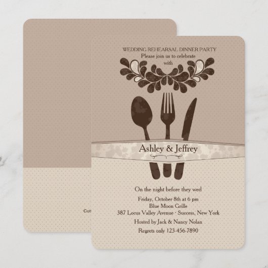 Meneer en mevrouw Utensils repetitie Dinner Party Kaart (Voorkant / Achterkant)