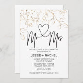 Meneer en mevrouw Verloving Modern Gold verloofd Kaart (Voorkant / Achterkant)