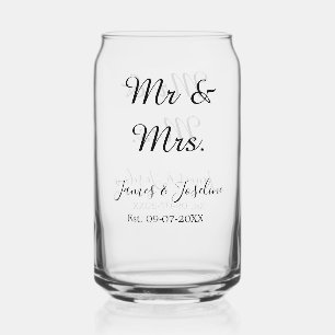 Meneer en mevrouw voegen de naam toe. Datum jaar b Blikvorm Glas