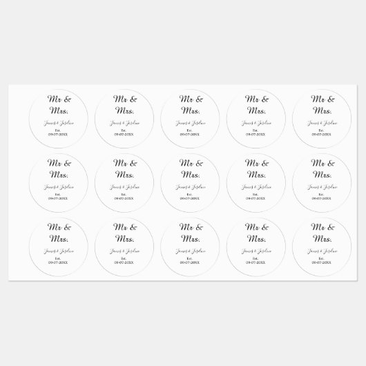 Meneer en mevrouw voegen de naam toe. Datum jaar b Labels (Vel)