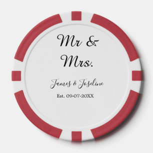 Meneer en mevrouw voegen de naam toe. Datum jaar b Poker Chips