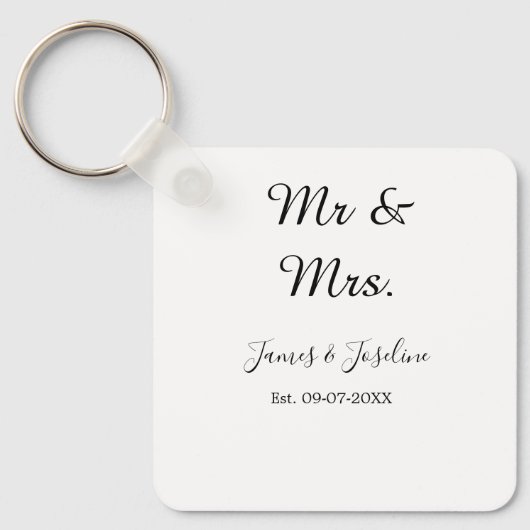 Meneer en mevrouw voegen de naam toe. Datum jaar b Sleutelhanger (Voorkant)