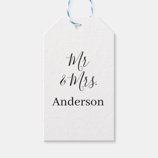 Meneer en mevrouw voegen familienaam datum jaar hu cadeaulabel (Voorkant)