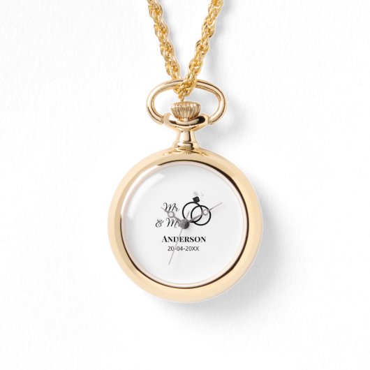 Meneer en mevrouw voegen familienaam datum jaar hu horloge (Voorkant)