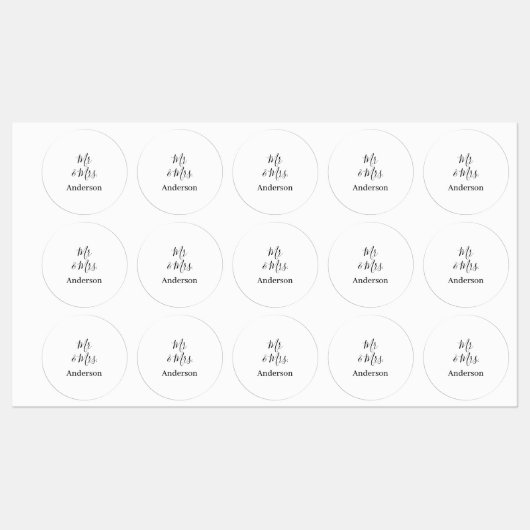 Meneer en mevrouw voegen familienaam datum jaar hu labels (Vel)