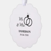 Meneer en mevrouw voegen familienaam datum jaar hu ornament kaart (Links)