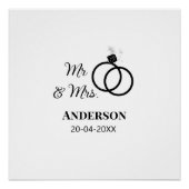 Meneer en mevrouw voegen familienaam datum jaar hu perfect poster (Voorkant)