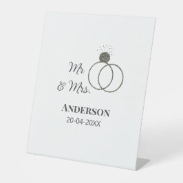 Meneer en mevrouw voegen familienaam datum jaar hu reclamebord met voetstuk